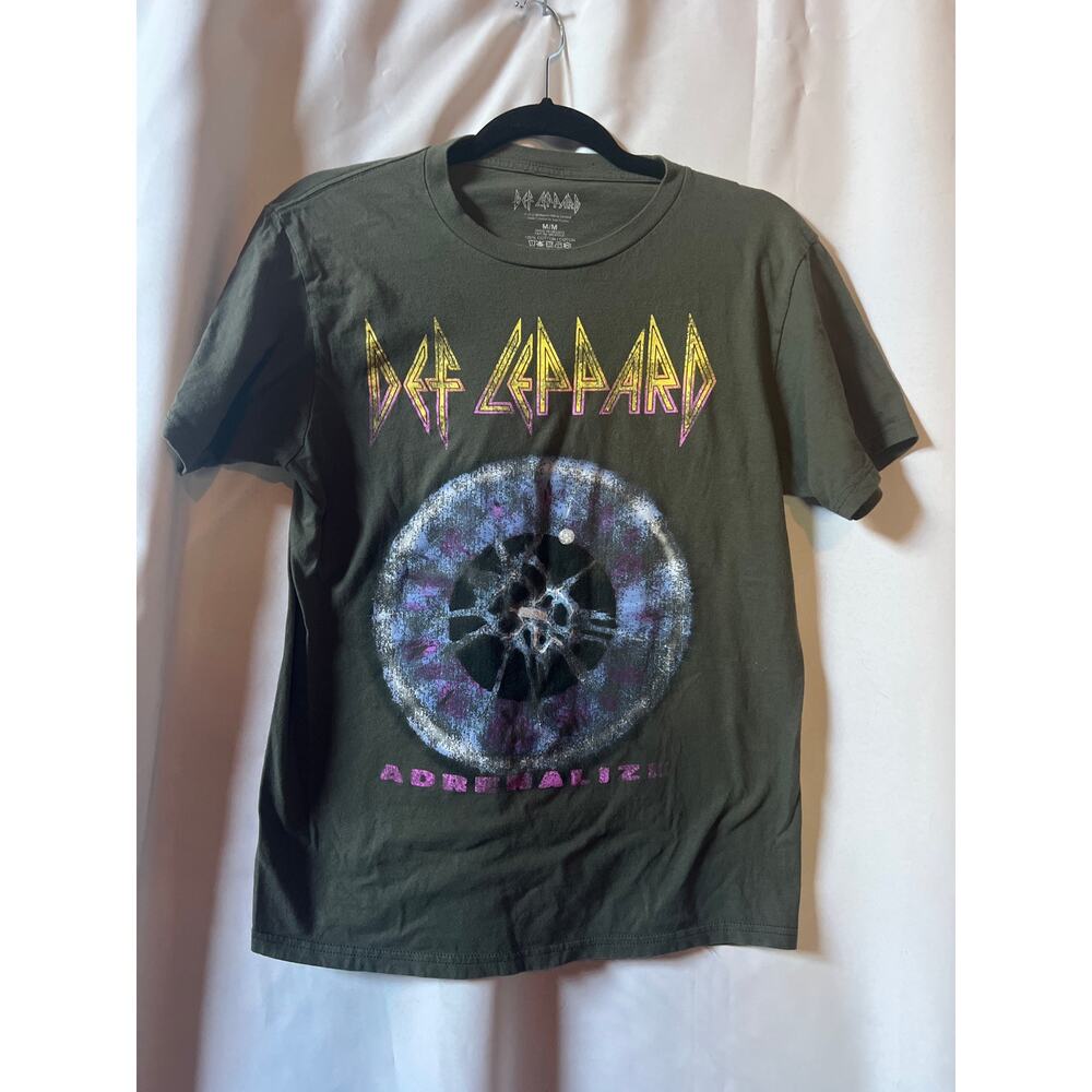 Def Leppard T-shirt Unisex Sz  M 100% Cotton Green Adrenalize Band Music Concert